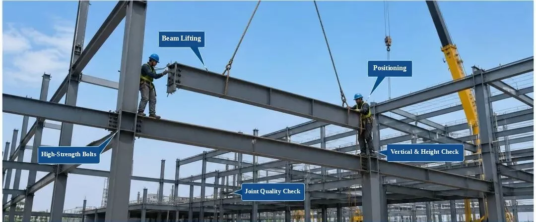Steel frame installation and inspection
