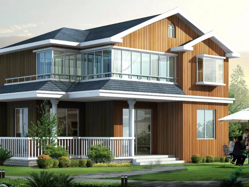 Շքեղ և ժամանակակից հավաքովի լույսի չափիչ Prefab Steel Villa