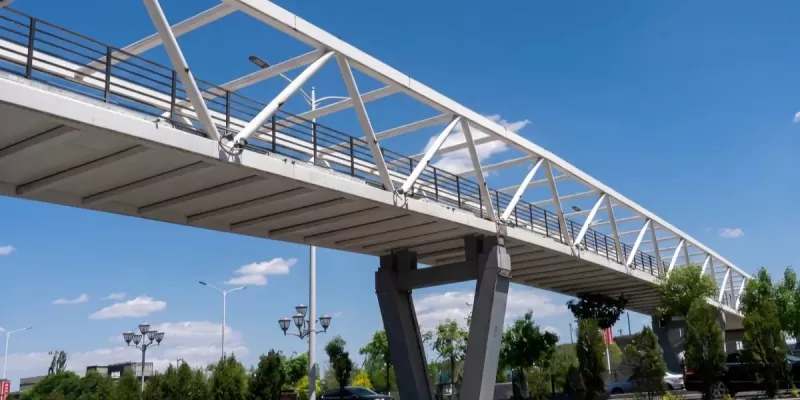 Steel Structure City Footbridge Շինարարություն